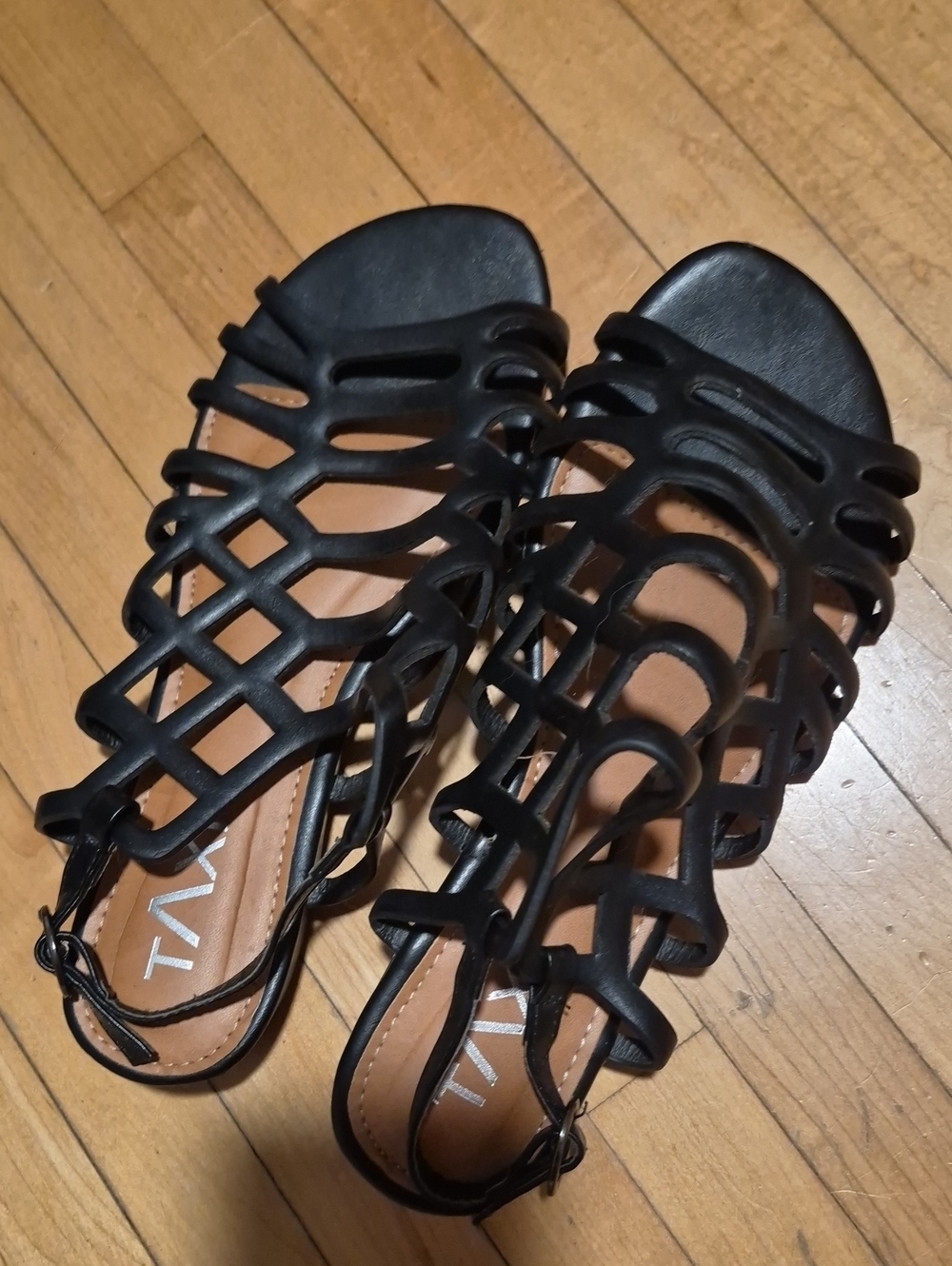 💙 TAXI - Black Strappy Gladiator Sandals - Women